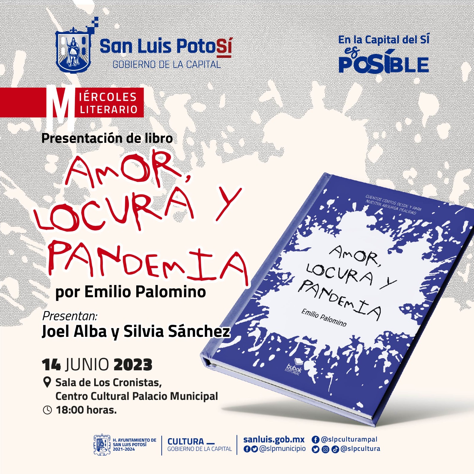El Gobierno de la Capital invita a la presentación del libro: “Amor, locura, y pandemia”, del escritor Emilio Palomino, en el Miércoles Literario