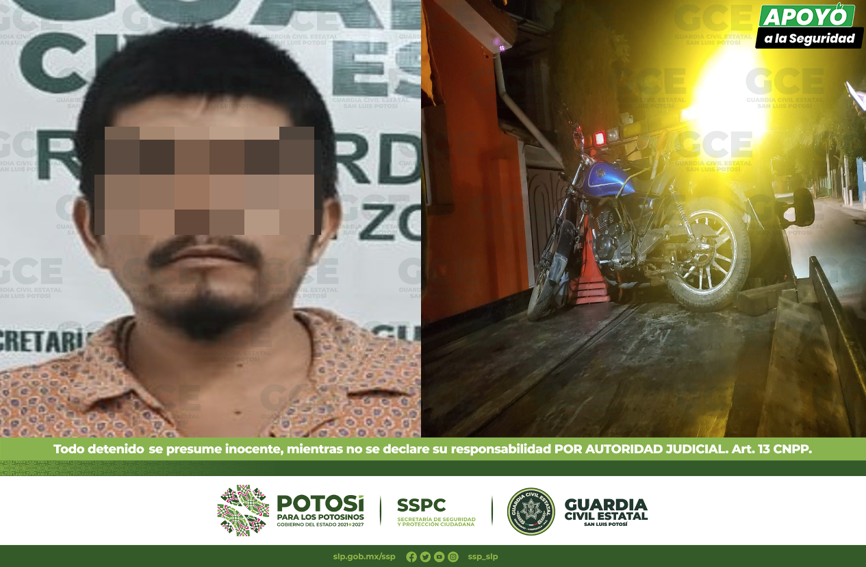 GCE detuvieron a un motociclista, después de que fuera sorprendido a bordo de su unidad, manejando de manera temeraria