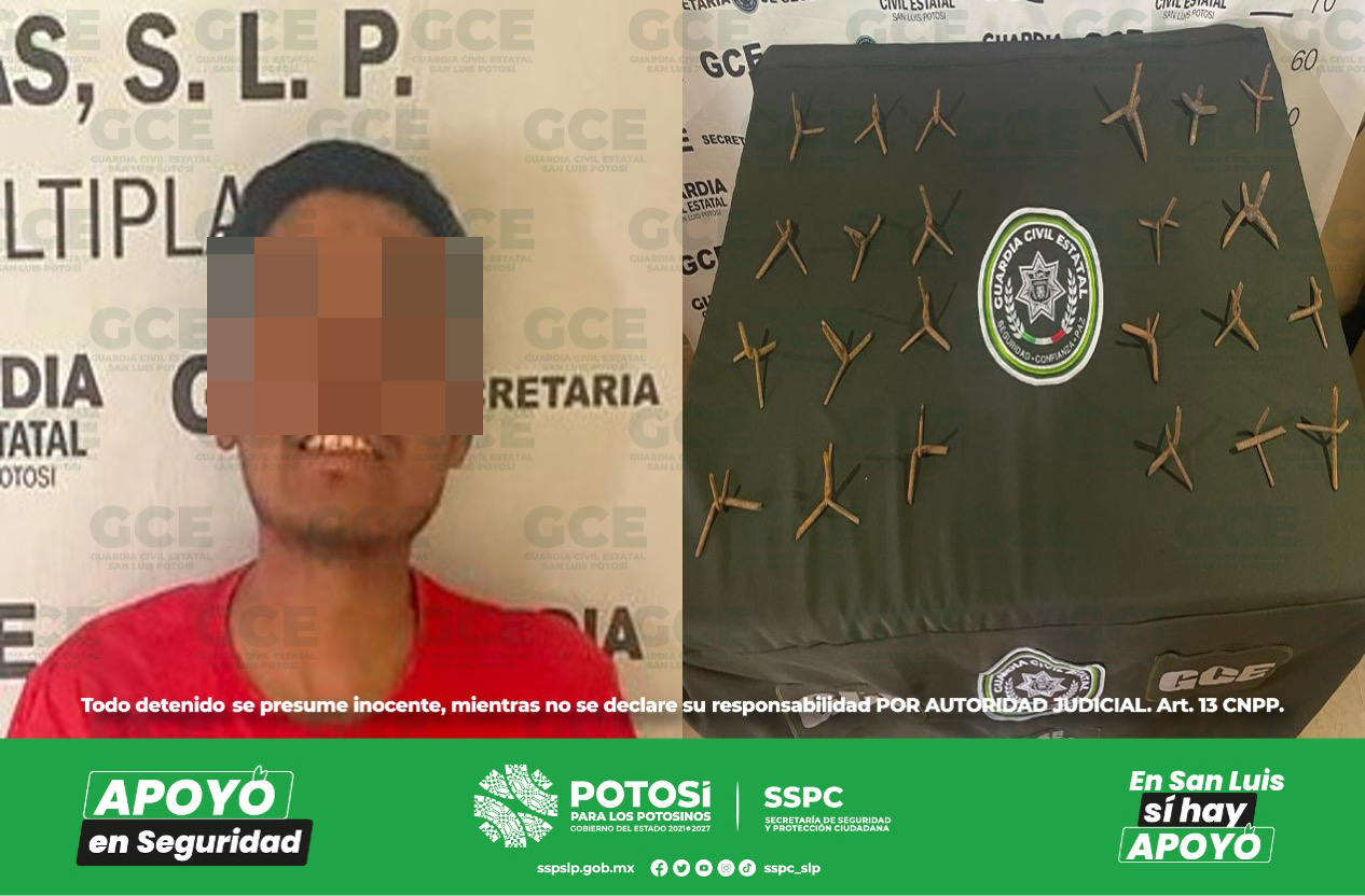 Oficiales de la Guardia Civil Estatal (GCE) detuvieron a un hombre por presunta posesión de objetos “poncha llantas”.