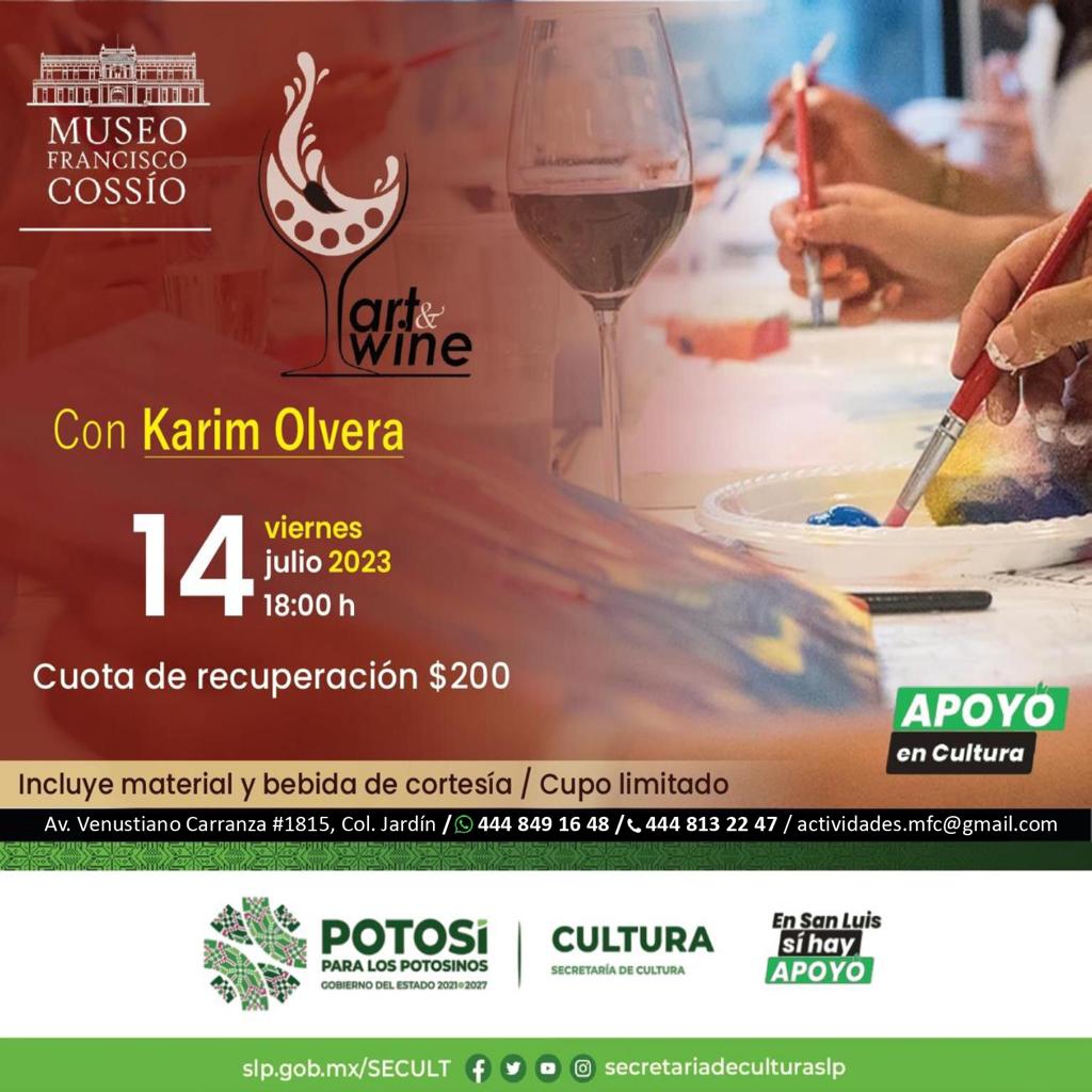 Invitan al "Art&Wine" que será este viernes 14 de julio a las 18:00 horas, un evento que estará dirigido por  el artista plástico Karim Olvera