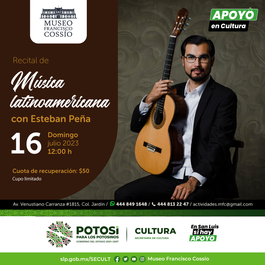 Invitan al público en general al Recital de Música Latinoamericana que ofrecerá el guitarrista poblano Esteban Peña