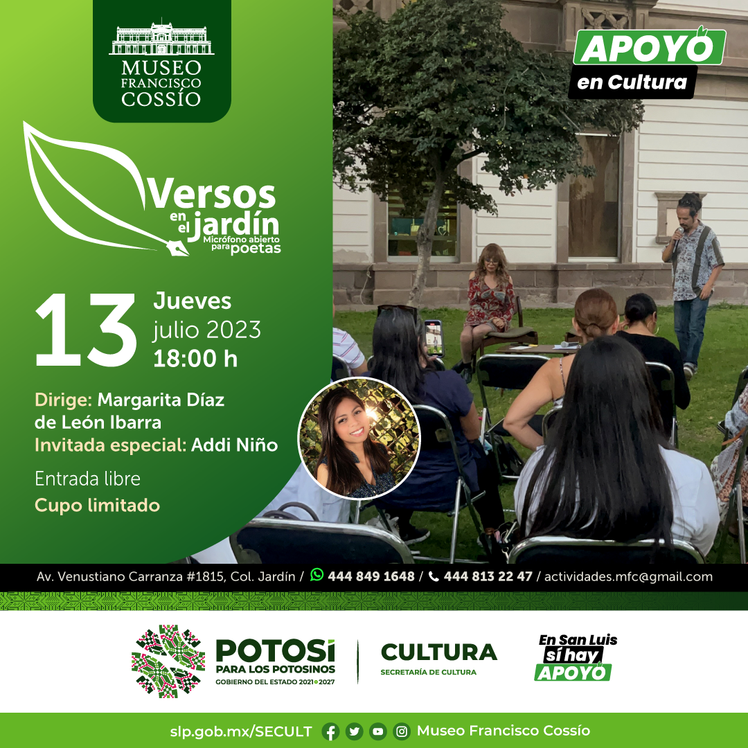 SECULY invita al público en general a participar en “Versos en el Jardín, Micrófono abierto para poetas”