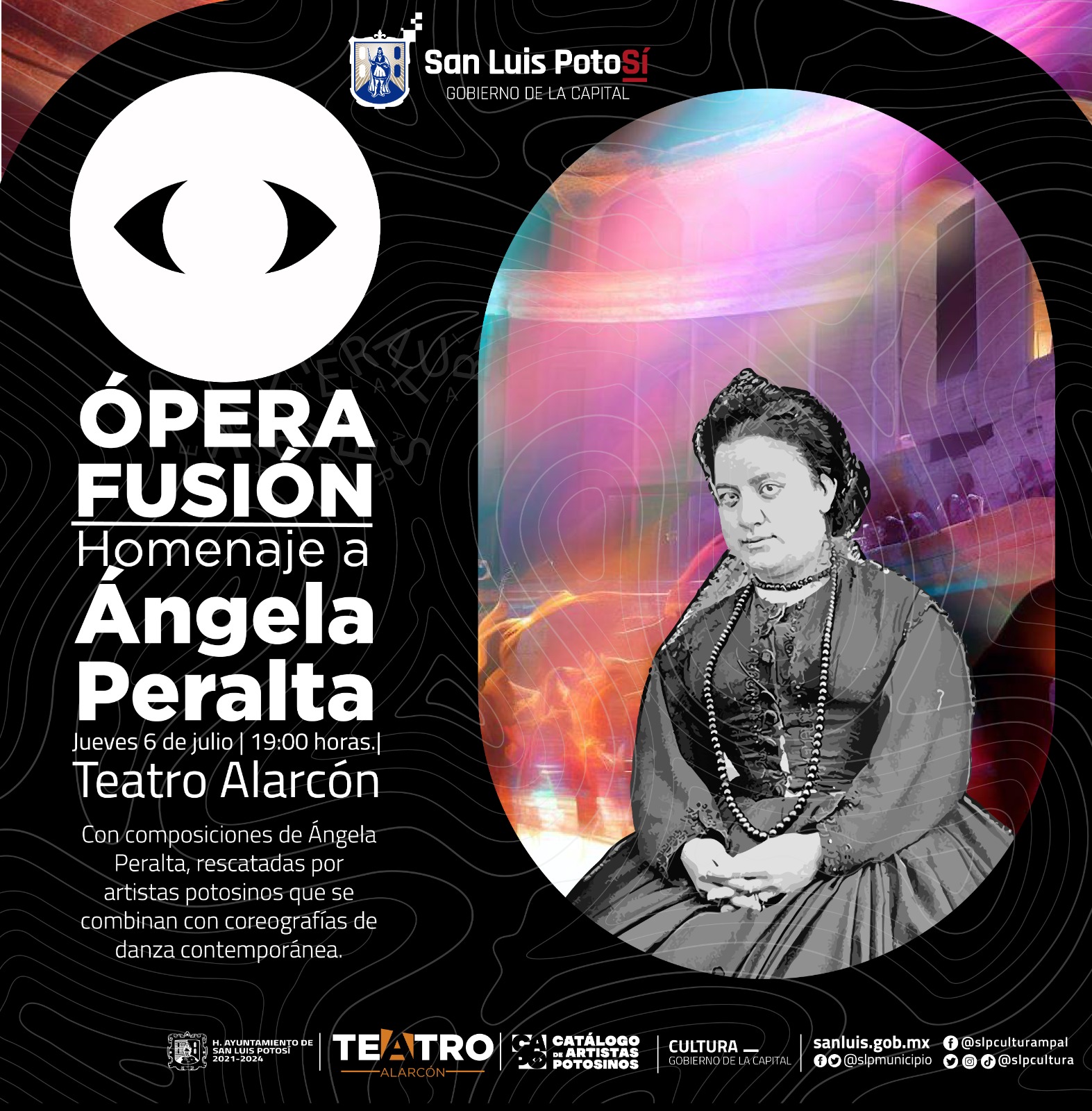 Dijo que el programa que se desarrolla se denomina Ópera Fusión Homenaje a Angela Peralta y es un conjunto de ópera con danza contemporánea