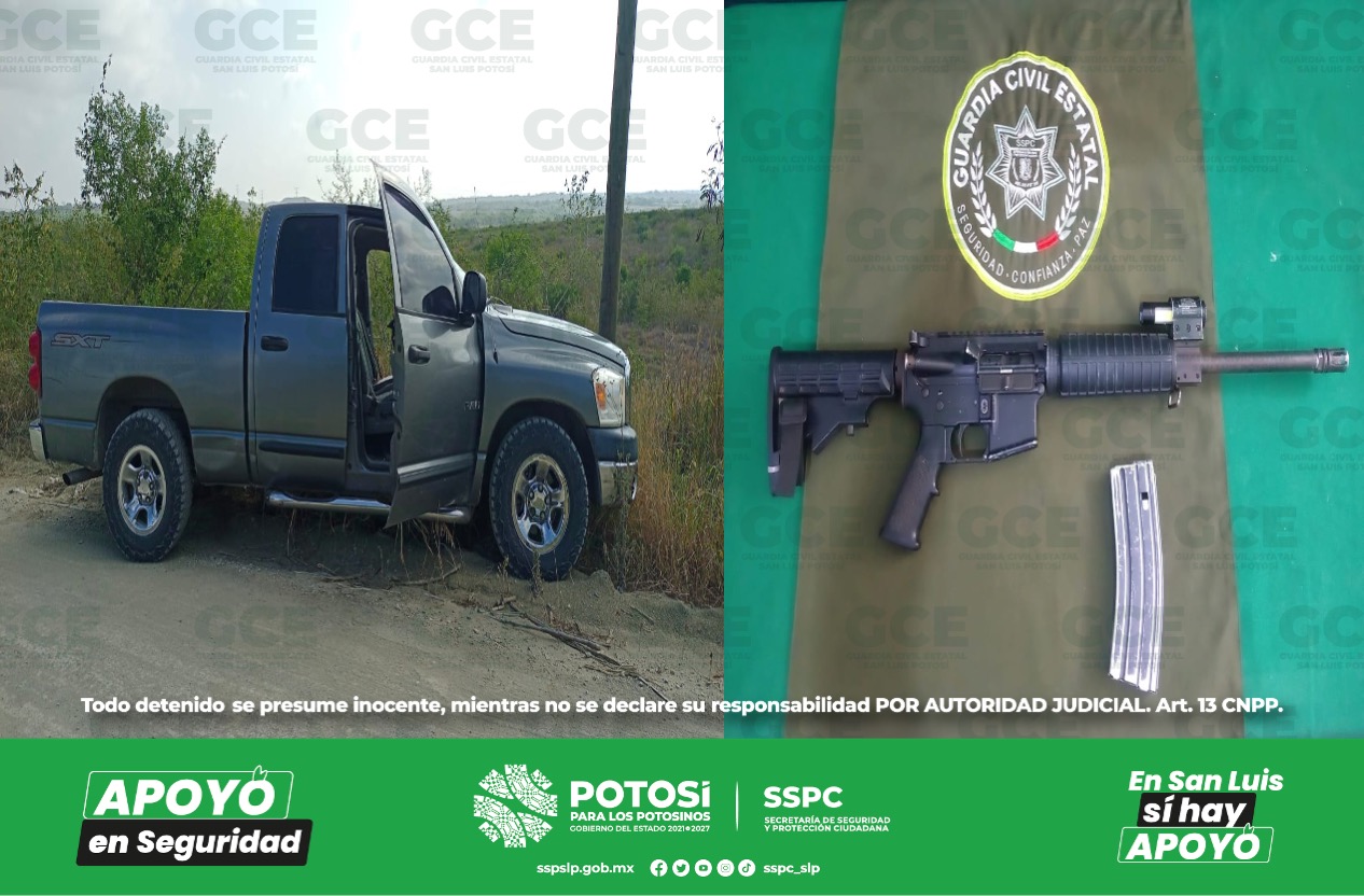 En uno de los hechos repelieron la agresión de un grupo delincuencial en Tamuín asegurando un vehículo, cartuchos y un arma de fuego larga.