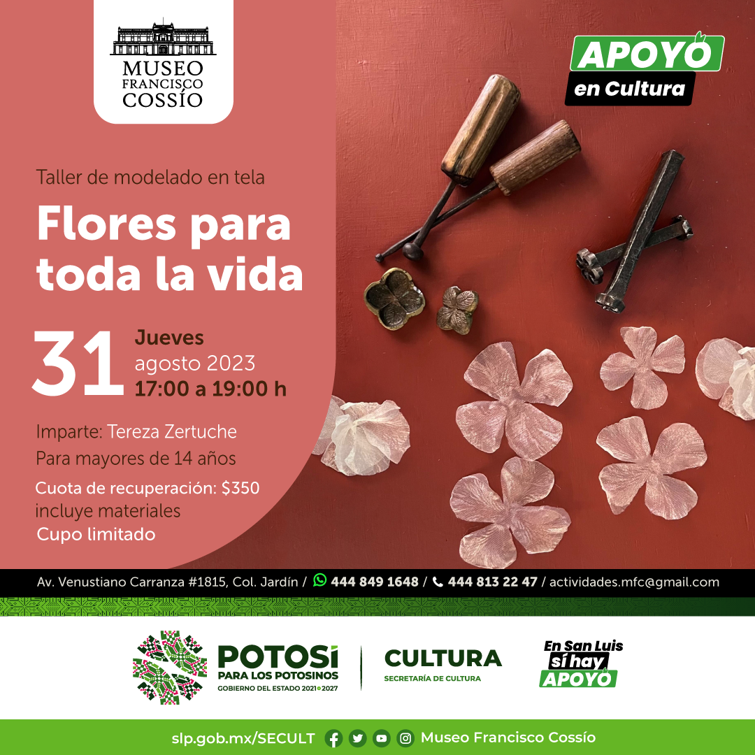 SECULT invita a la comunidad en general a participar en el Taller de Modelado en Tela "Flores para Toda la Vida"