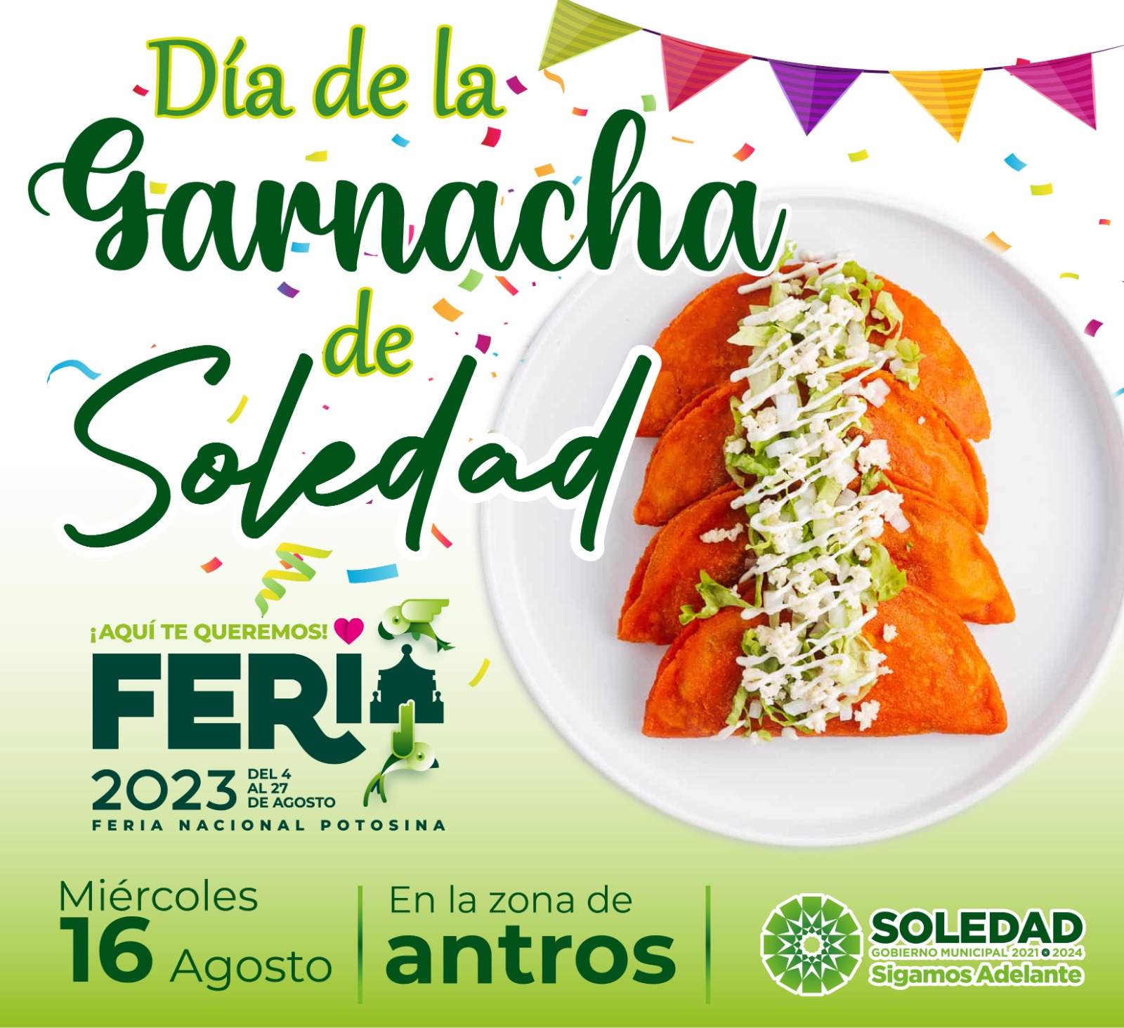 Soledad ofrecerá enchiladas soledenses y antojitos sin costo a todas las y los visitantes a la Feria más grande de México.