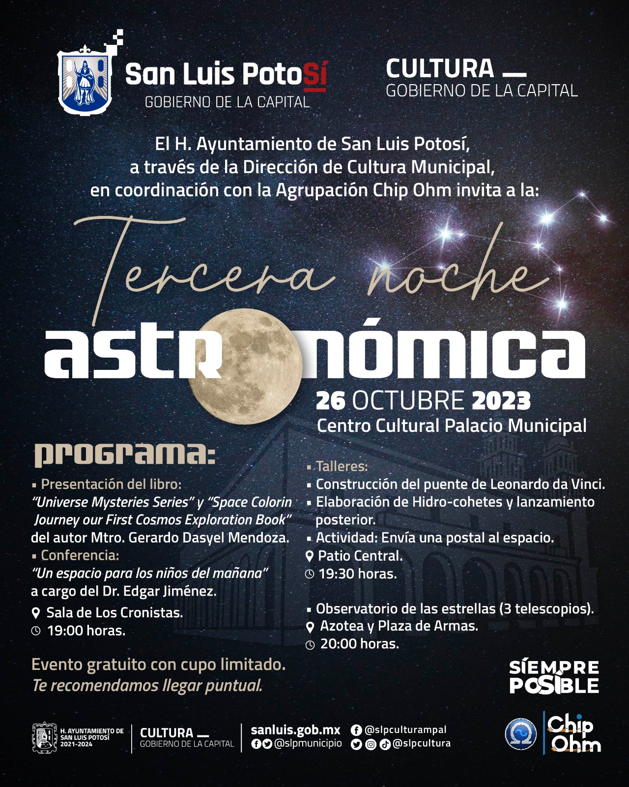 Gobierno de la Capital a través de su Dirección de Cultura y la organización Chip Ohm prepara la tercera noche astronómica