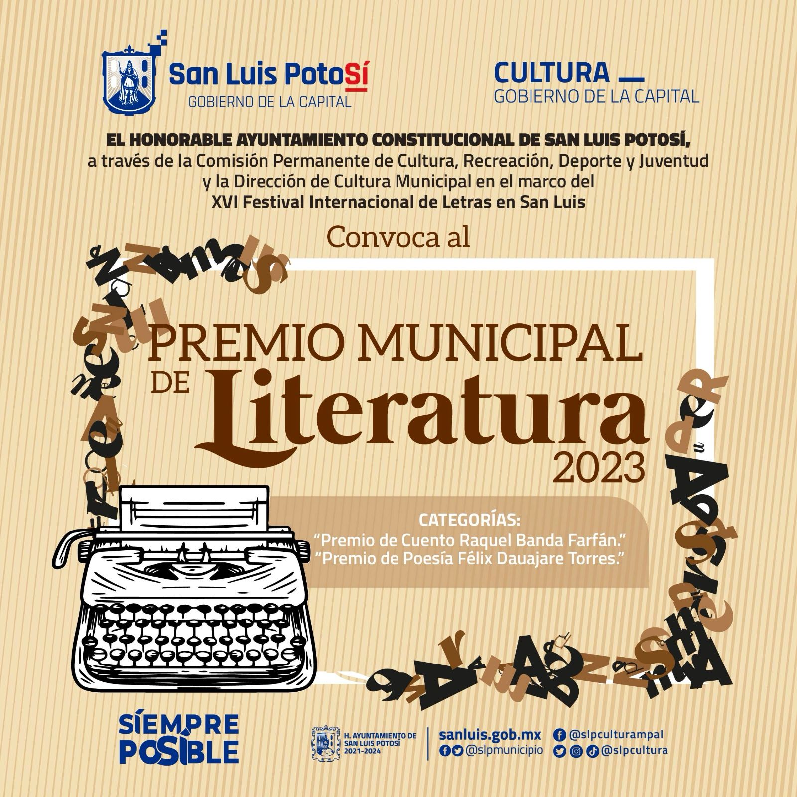 Los escritores pueden inscribirse en dos modalidades: “Cuento Raquel Banda Farfán” y “Poesía Félix Dauajare Torres”.