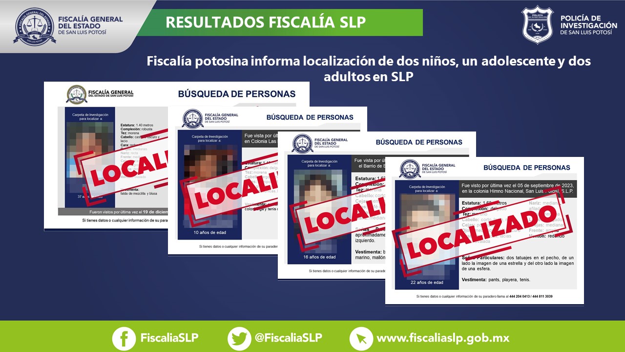 Entre las personas ubicadas se encuentran; una madre y su hijo, una niña, una adolescente y un hombre