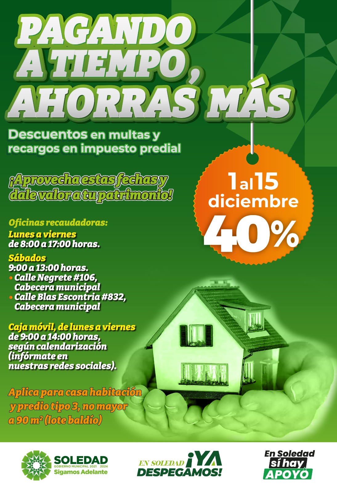 Esta es la última fase del programa “Pagando a tiempo, ahorras más”; estará vigente hasta el próximo 15 de diciembre.