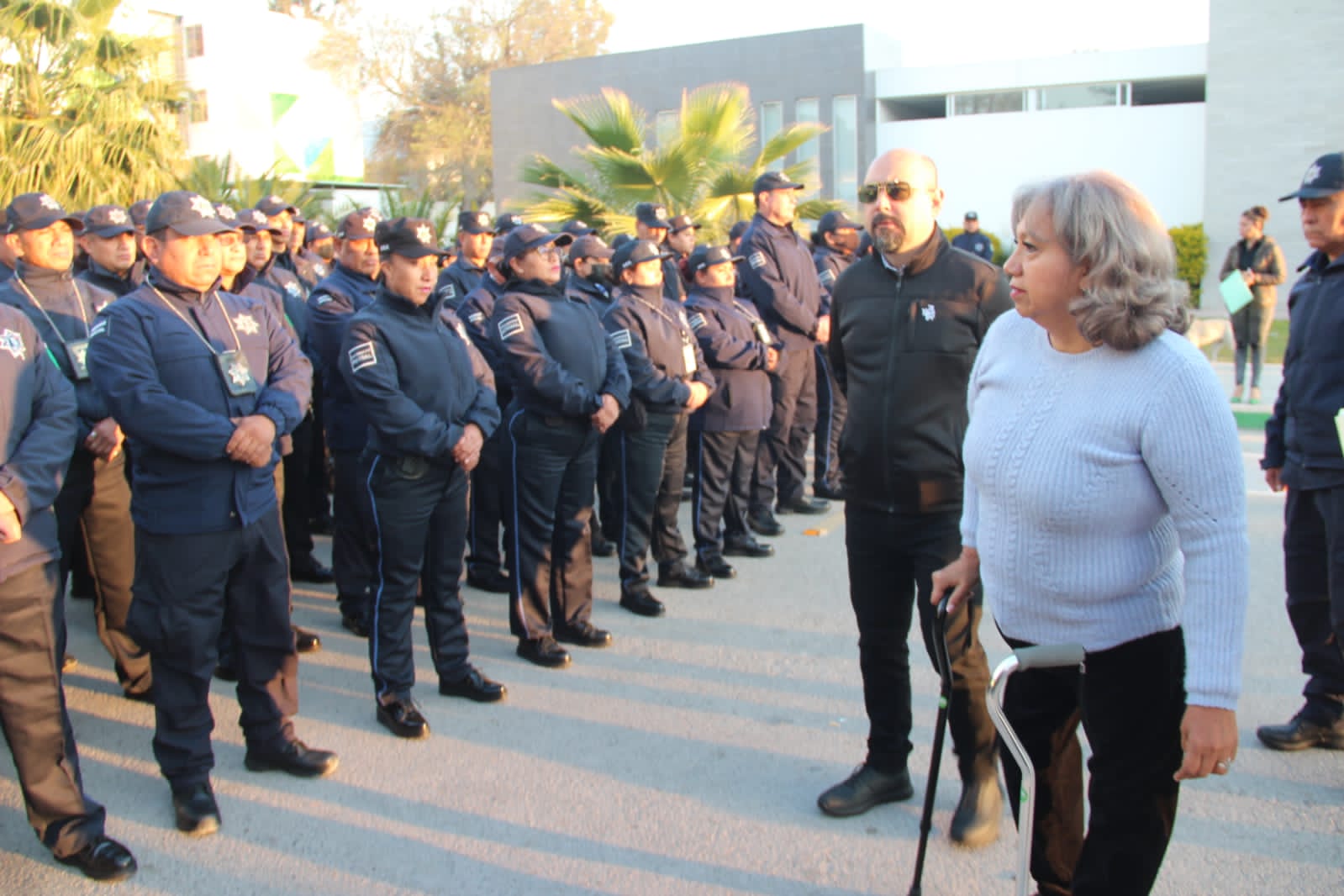 Noyola Cervantes, llevó a cabo un pase de lista y revista en Seguridad Pública Municipal, en donde revisó el trabajo y labor que desempeñan