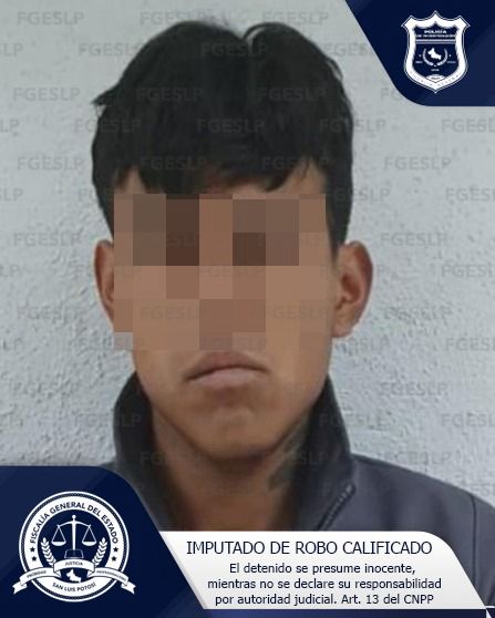 Un individuo señalado de robo calificado fue capturado en la Capital potosina por personal de la Fiscalía