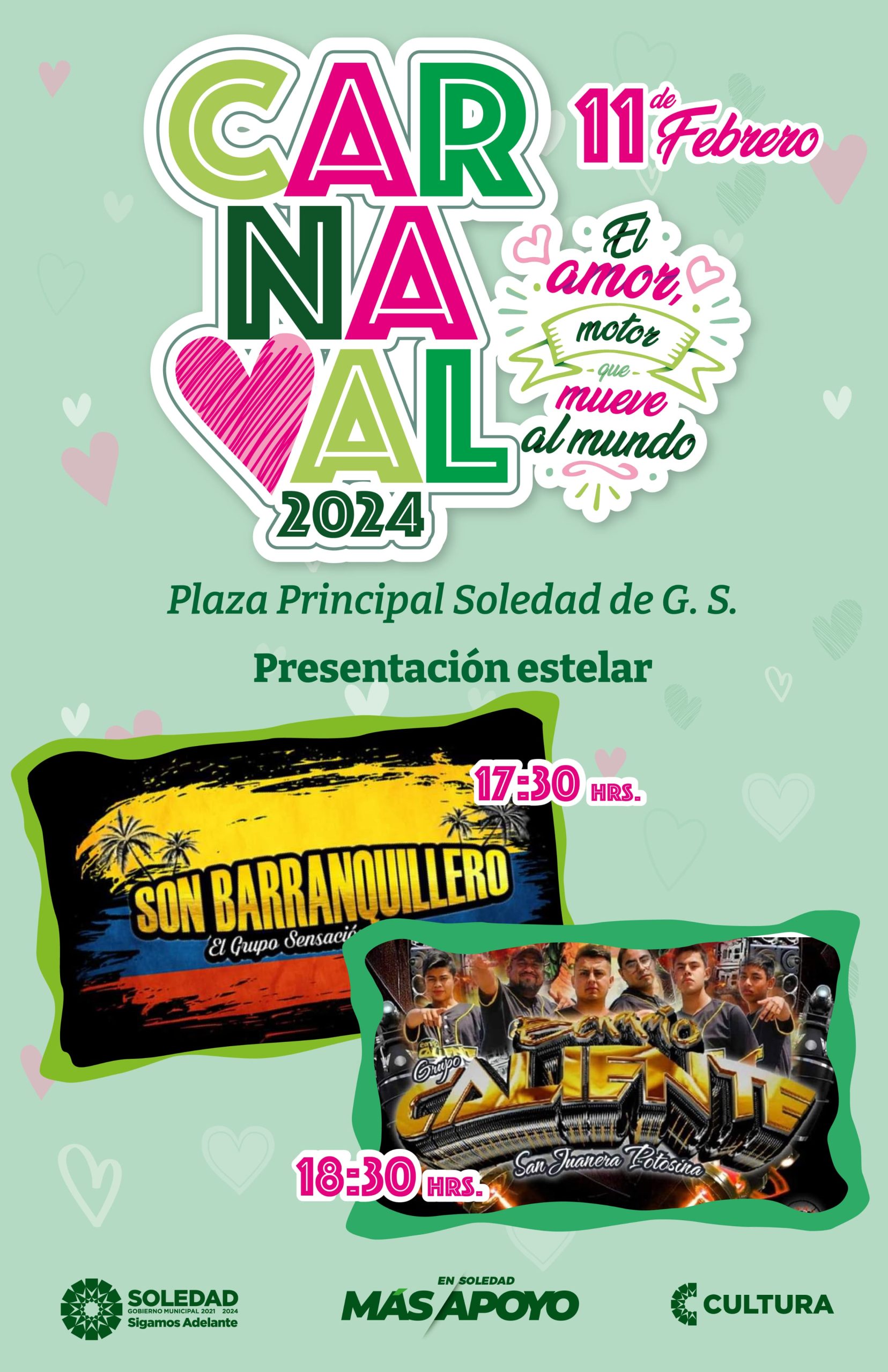 Carnaval contará con mas de 30 carros alegóricos y al finalizar en la Plaza Principal de Soledad se tendrá agrupaciones del género cumbia