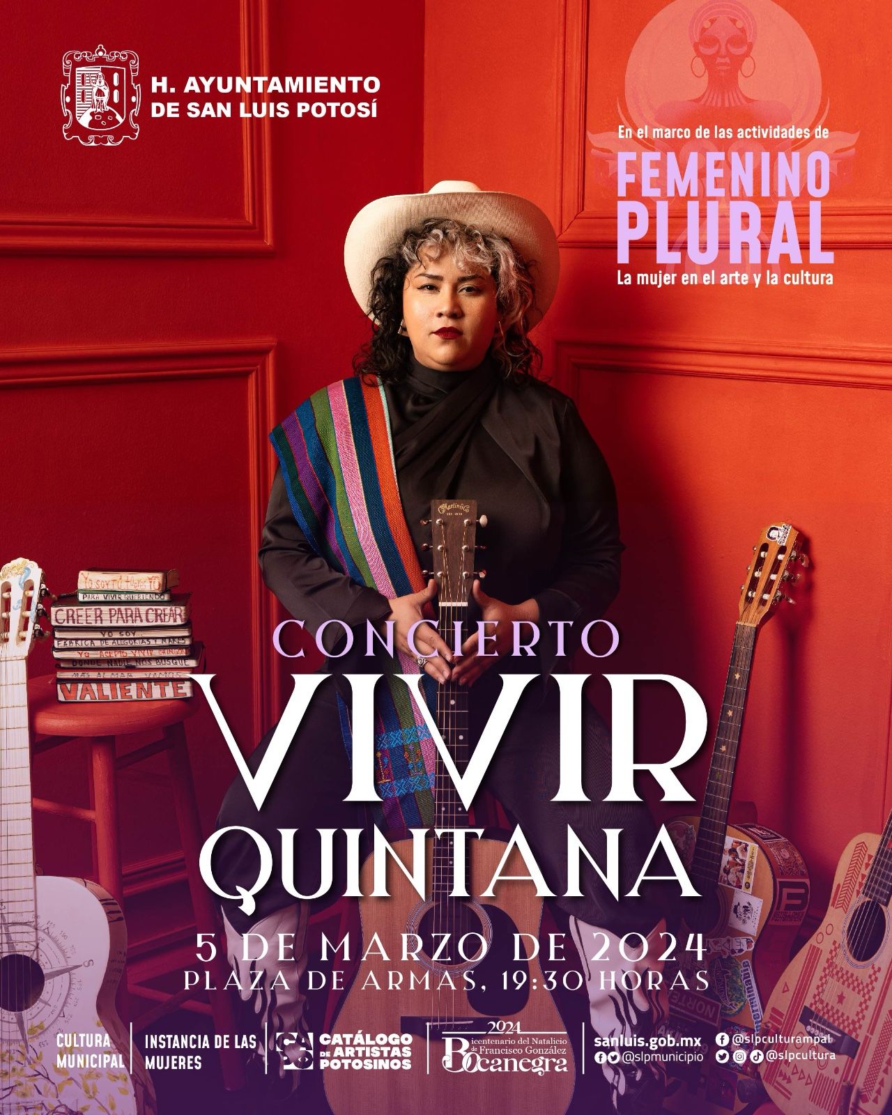 Vivir Quintana en el arranque del programa Femenino Plural, la mujer en el arte y la cultura