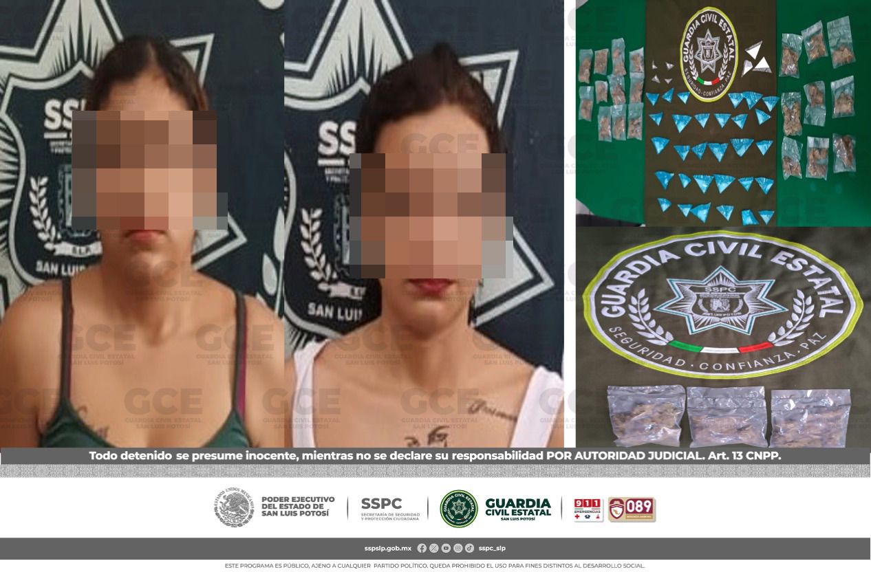 Con la captura de dichas mujeres, se logró desmantelar un probable “punto” de venta de droga en el municipio de Tamuín.
