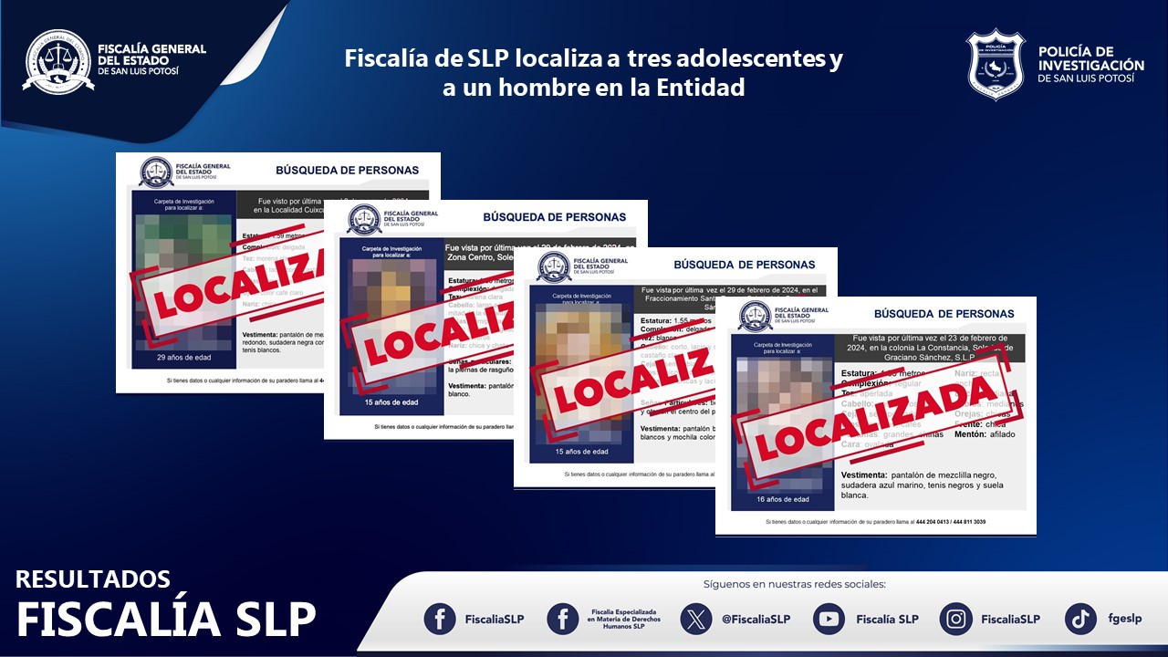 Localiza fiscalía a tres adolescentes que contaban con ficha de búsqueda en SGS