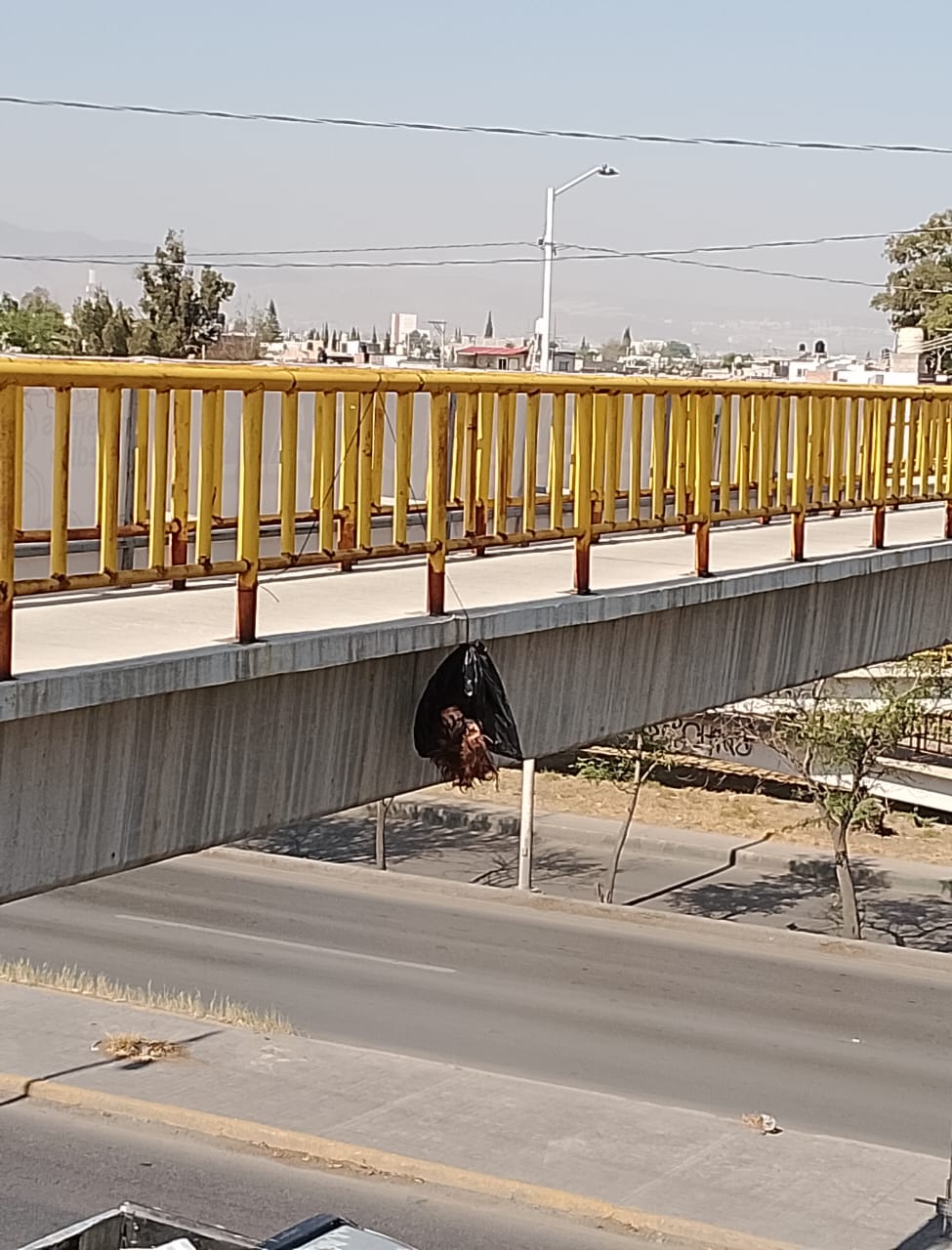 Autoridades de seguridad buscan a responsable de colgar maniquí maniatado en puente de Cactus