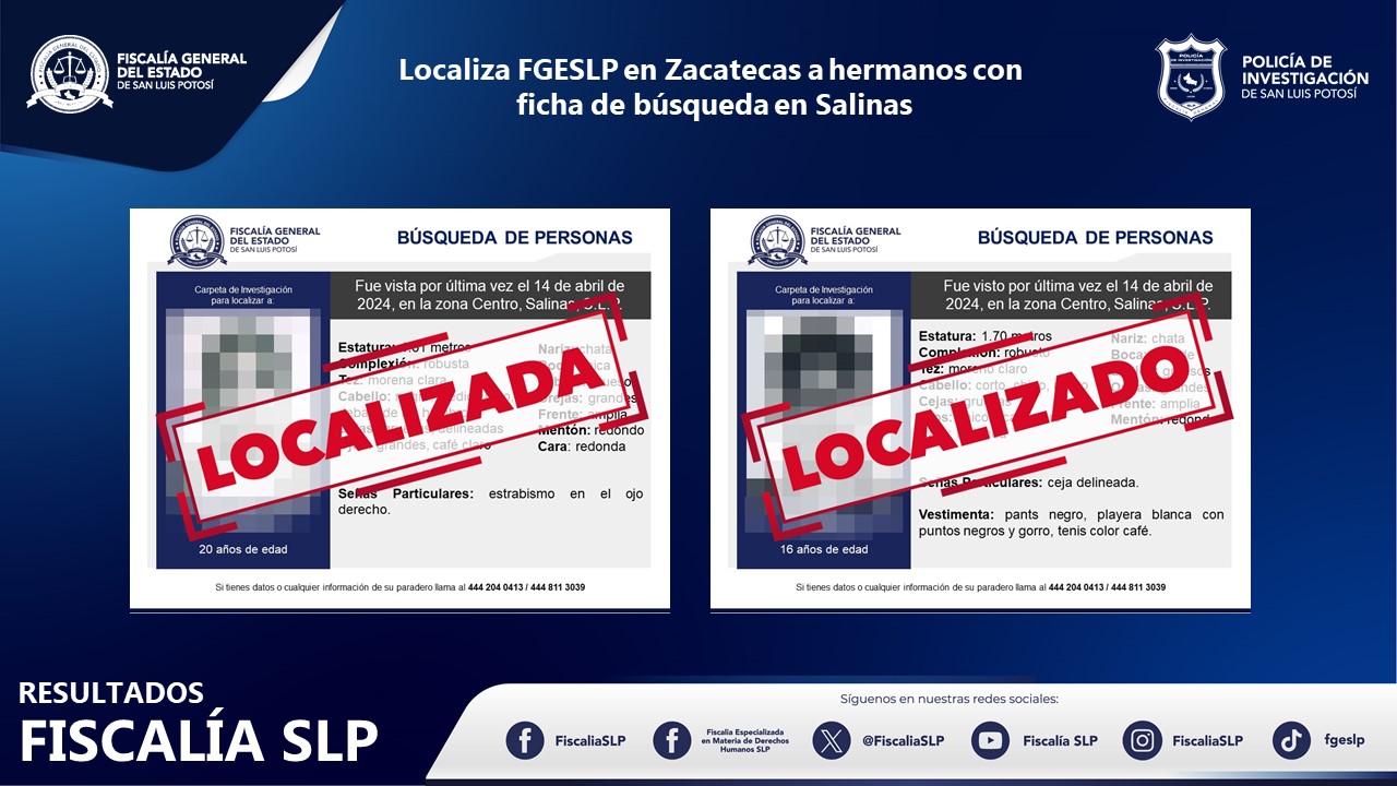 En Zacatecas, ubica fiscalía potosina a hermanos víctimas de secuestro virtual