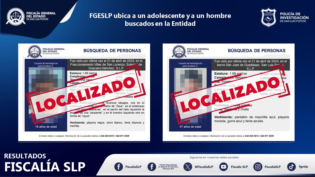 Localiza FGESLP a un adolescente de 16 años con ficha de búsqueda en SGS