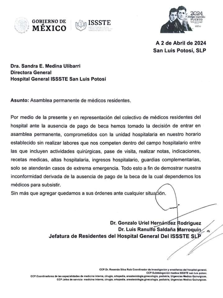 Paro laboral en el Hospital General del ISSSTE SLP
