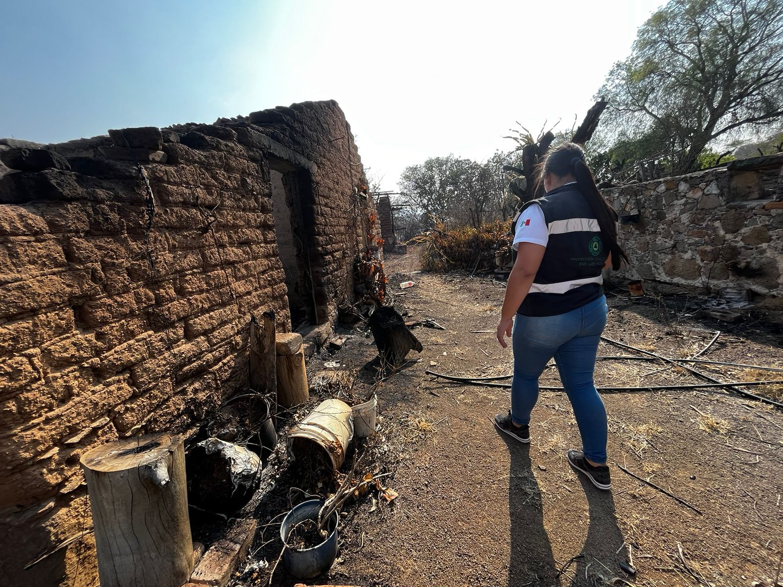Evalúan daños por incendio forestal de Santa María del Río y Tierranueva
