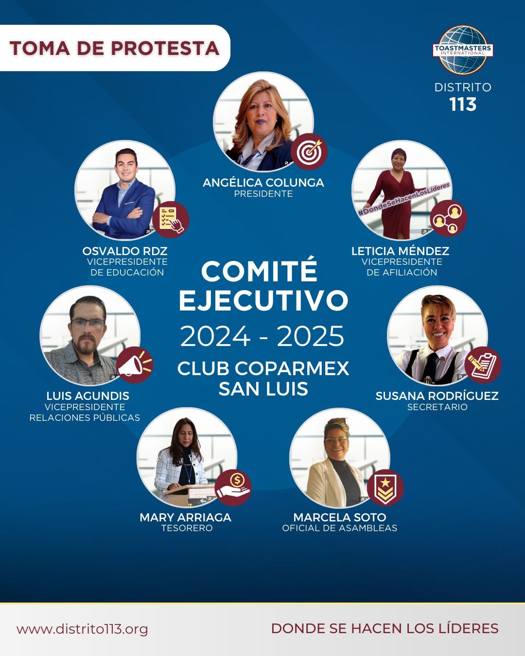 Club Toastmasters Coparmex San Luis cambia de Comité Ejecutivo este sábado