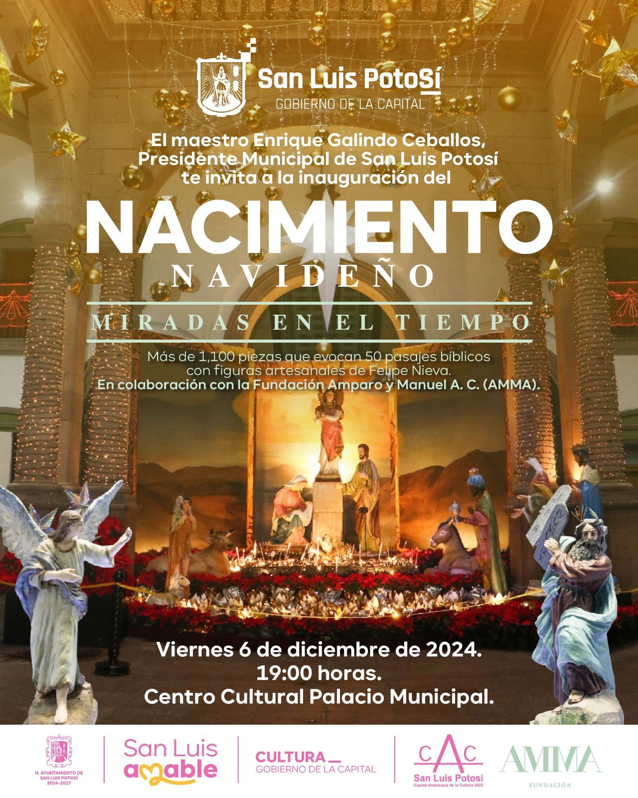 Invita Gobierno de la Capital al Nacimiento Navideño de Palacio Municipal, con más de 1,100 piezas de pasajes bíblicos