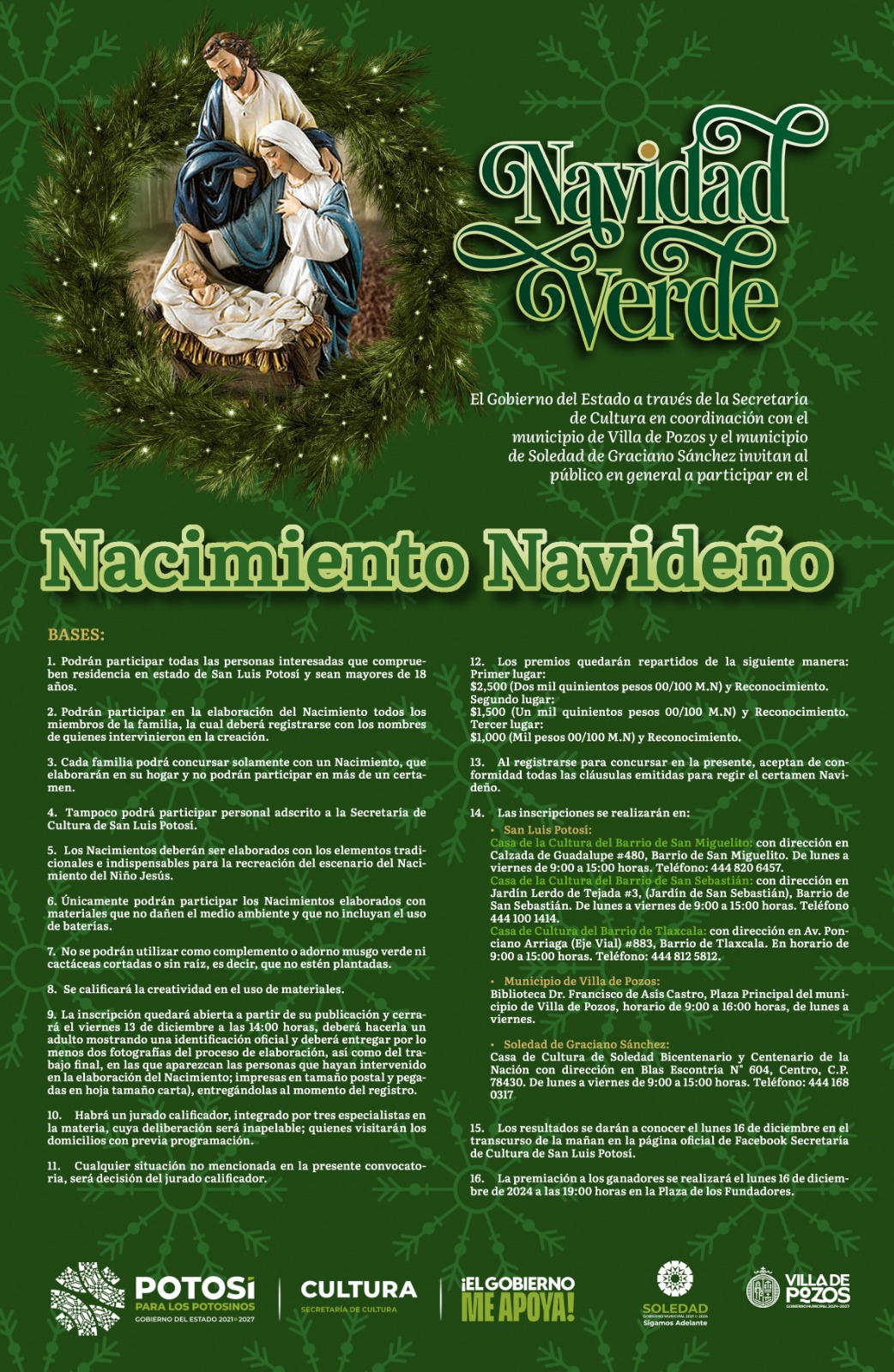 Villa de Pozos invita a participar en concurso de elaboración de nacimientos navideños