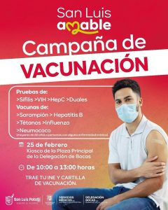 Este martes en Bocas se realizará la campaña de vacunación del Gobierno Municipal de SLP