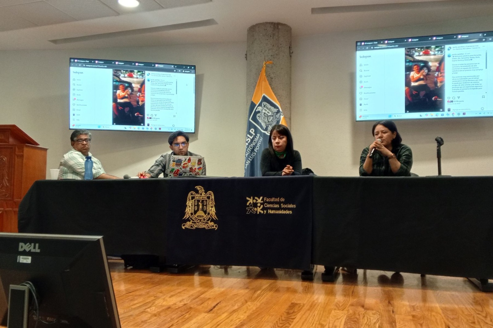 Arte urbano con voz femenina, Janin Garcín y Perla Sánchez dialogaron con alumnos de la FCSyH-UASLP