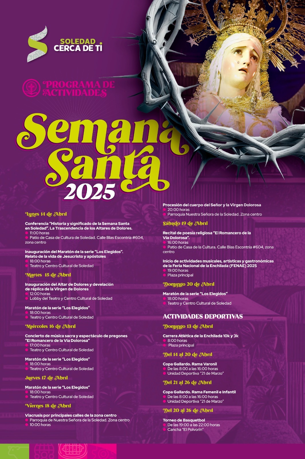 Inician actividades de semana santa en Soledad de Graciano Sánchez