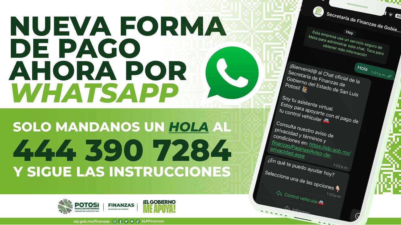 Lanza finanzas programa de pagos vía whatsapp