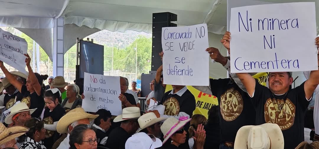 Comuneros de Corcovada se manifiestan durante visita presidencial en Villa Hidalgo, SLP: Exigen seguridad y protección de sus tierras