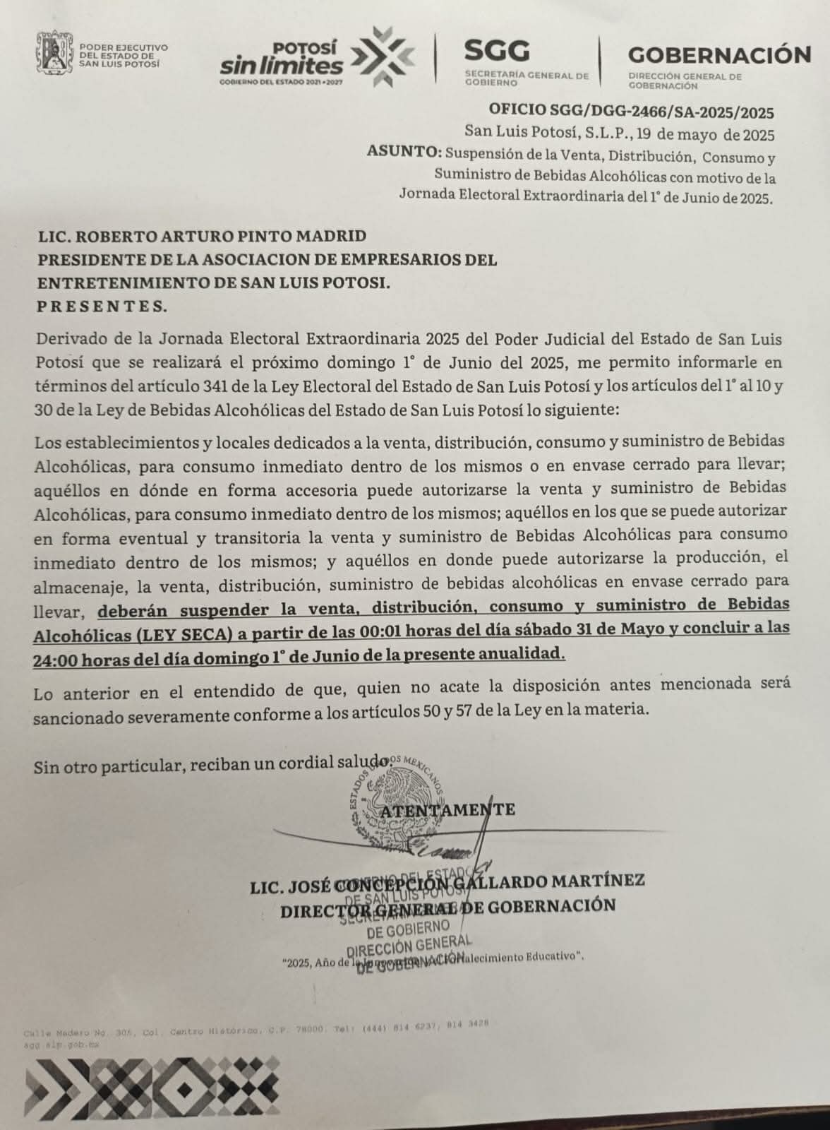 ¡Prohíben el alcohol en SLP por elecciones extraordinarias!