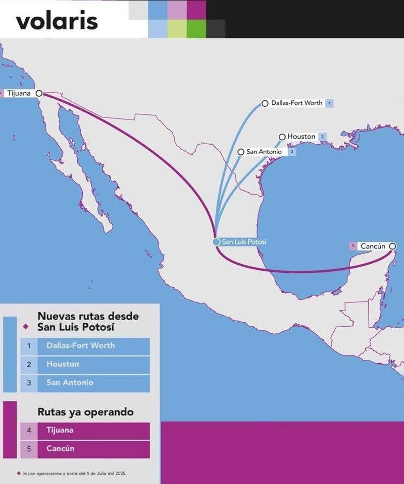 Más conectividad aérea entre San Luis y Estados Unidos inicia en julio