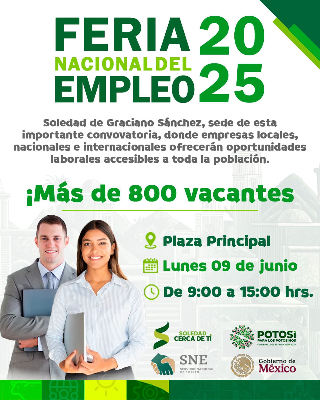 Soledad de Graciano Sánchez será sede de la feria nacional del empleo con más de 800 vacantes