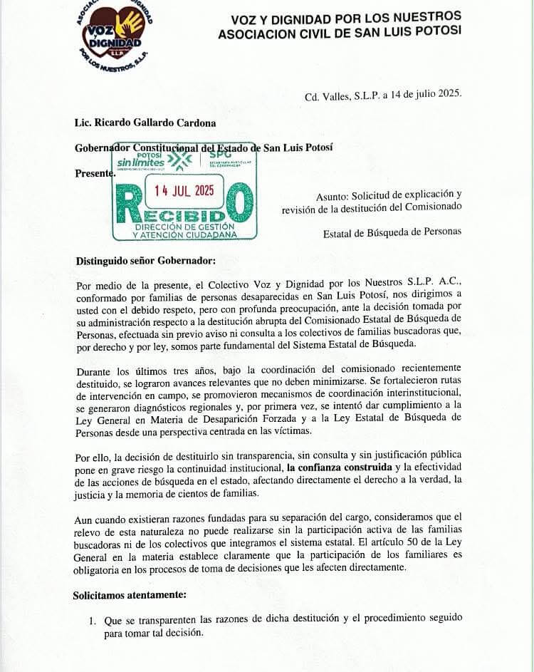 “Buscar es un acto de amor, no de escritorio”: Colectivo exige transparencia tras destitución del Comisionado Estatal de Búsqueda