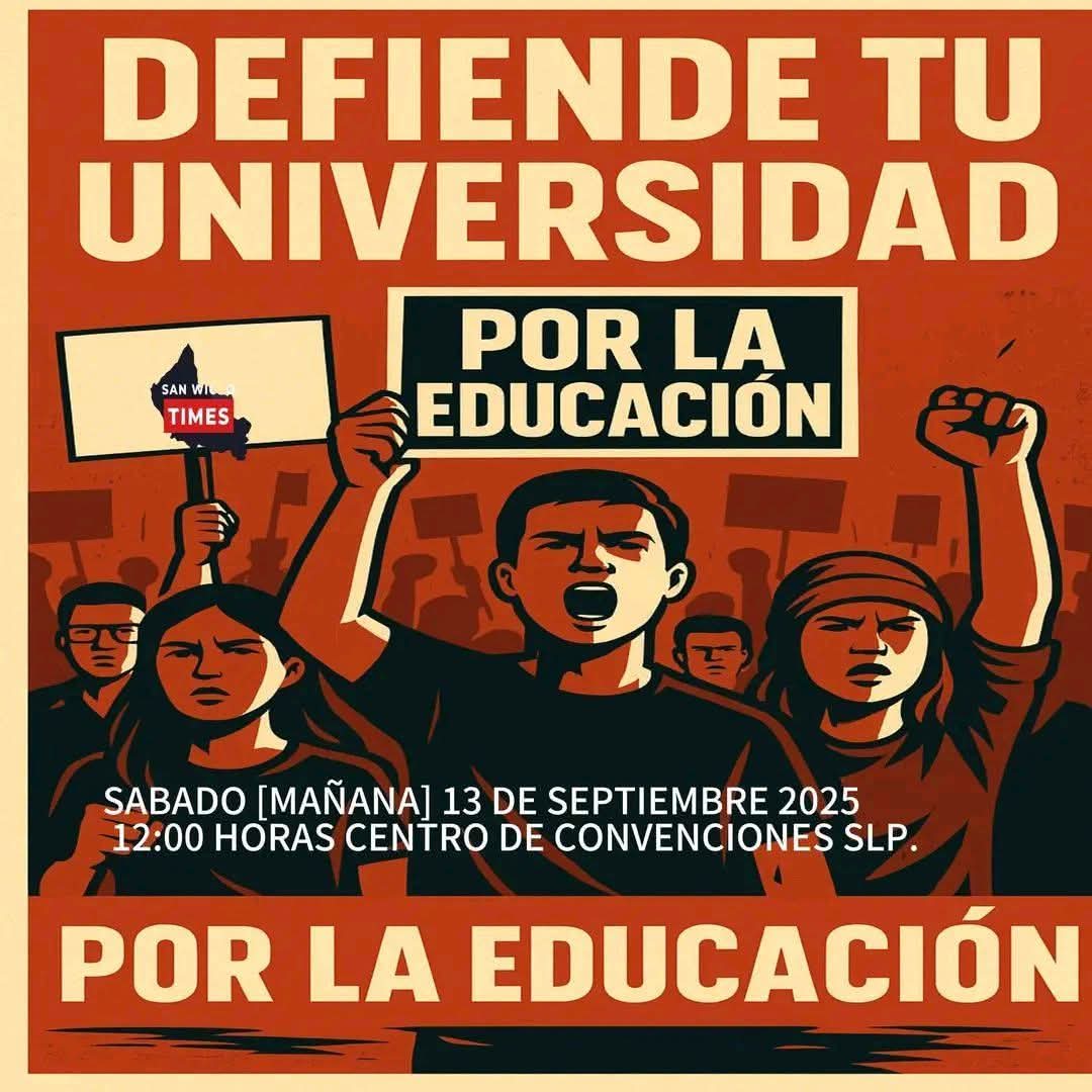 Convocan a marcha pacífica en defensa de la UASLP durante visita de Claudia Sheinbaum