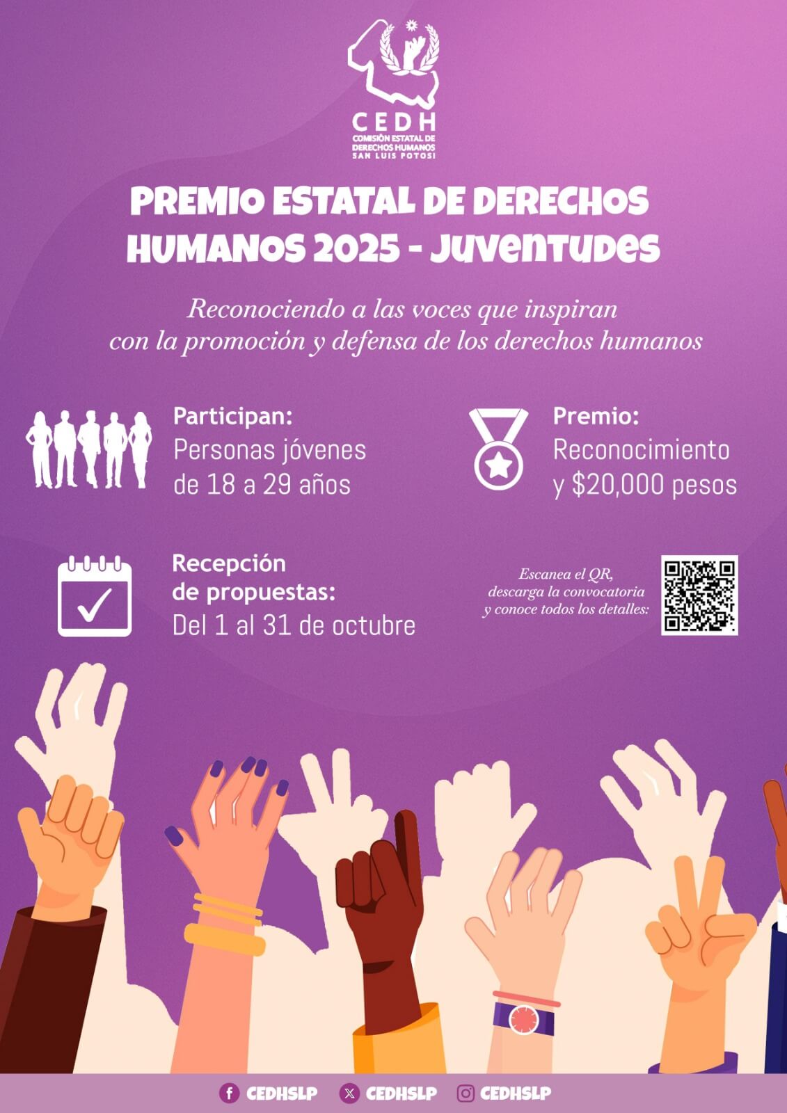 CEDH invita a postular a personas jóvenes al Premio Estatal de Derechos Humanos 2025