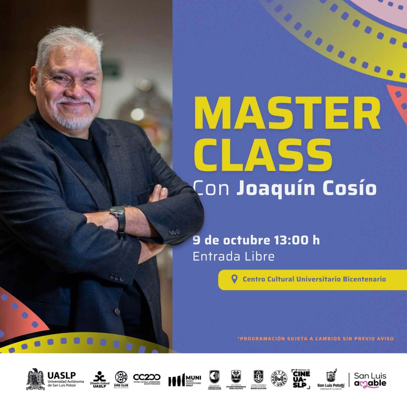 Joaquín Cosío dará Master Class en el 8° Festival de Cine de la UASLP; San Luis Potosí, tierra clave en su filmografía