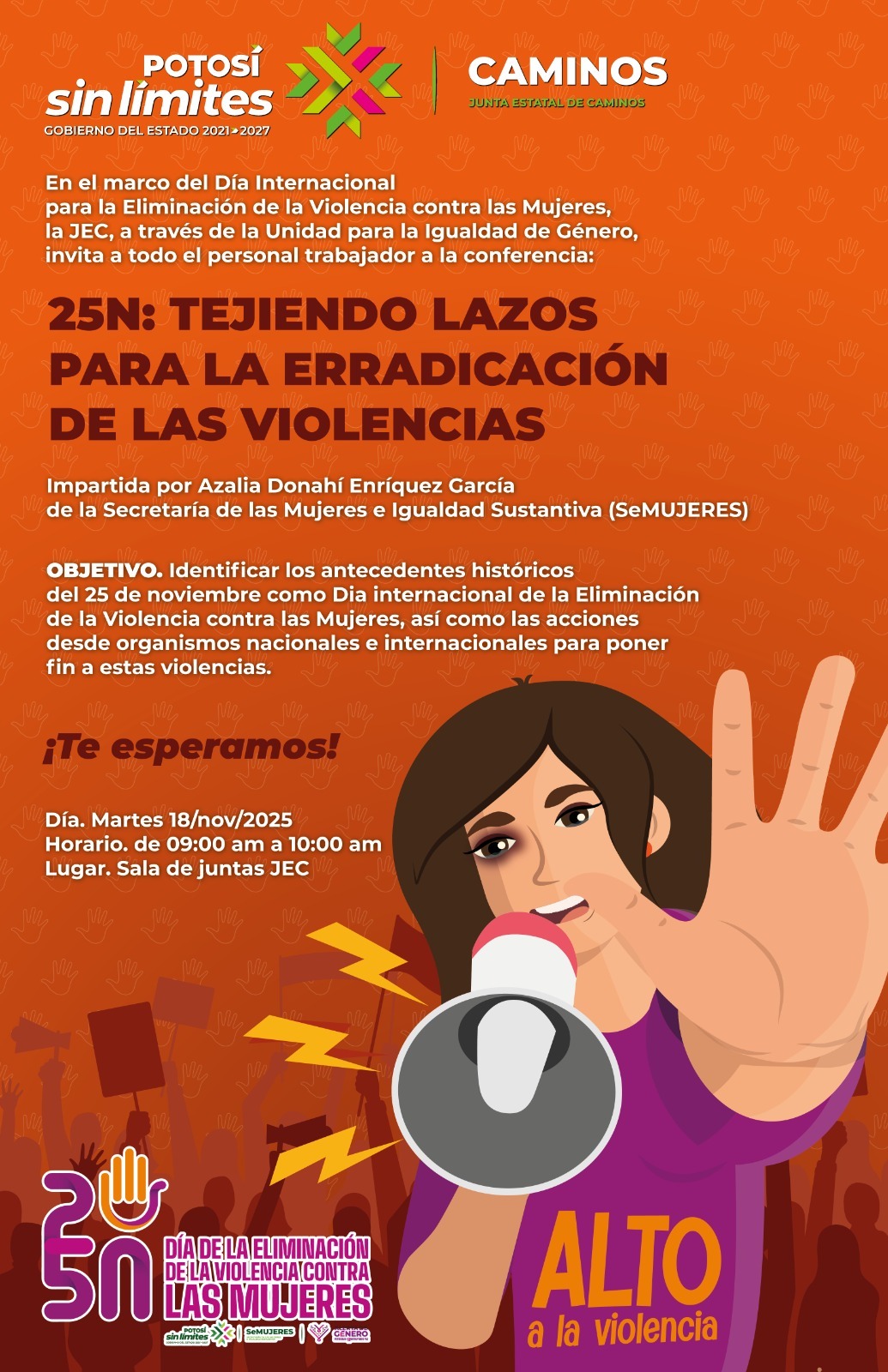 Prepara gobierno estatal actividades conmemorativas del 25N