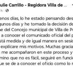 Renuncia Julie Carrillo al Concejo Municipal de Villa de Pozos