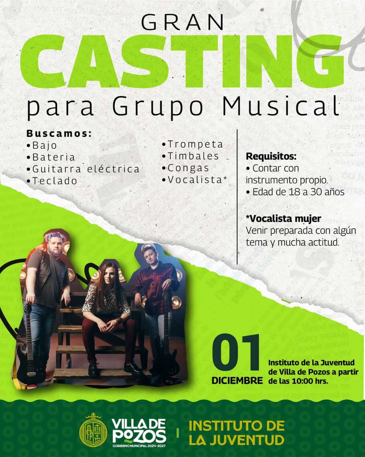 Villa de Pozos invita a jóvenes a casting para integrar nuevo grupo musical