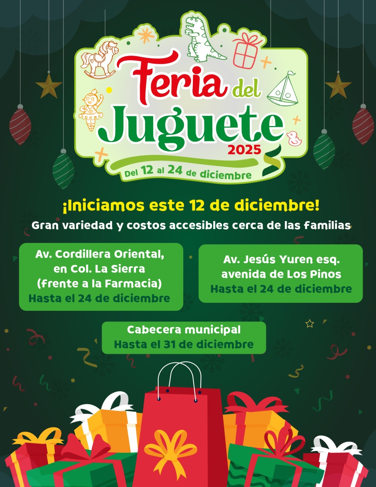 Este 12 de diciembre, inicia la feria del juguete en Soledad de G. S. Con varias ubicaciones