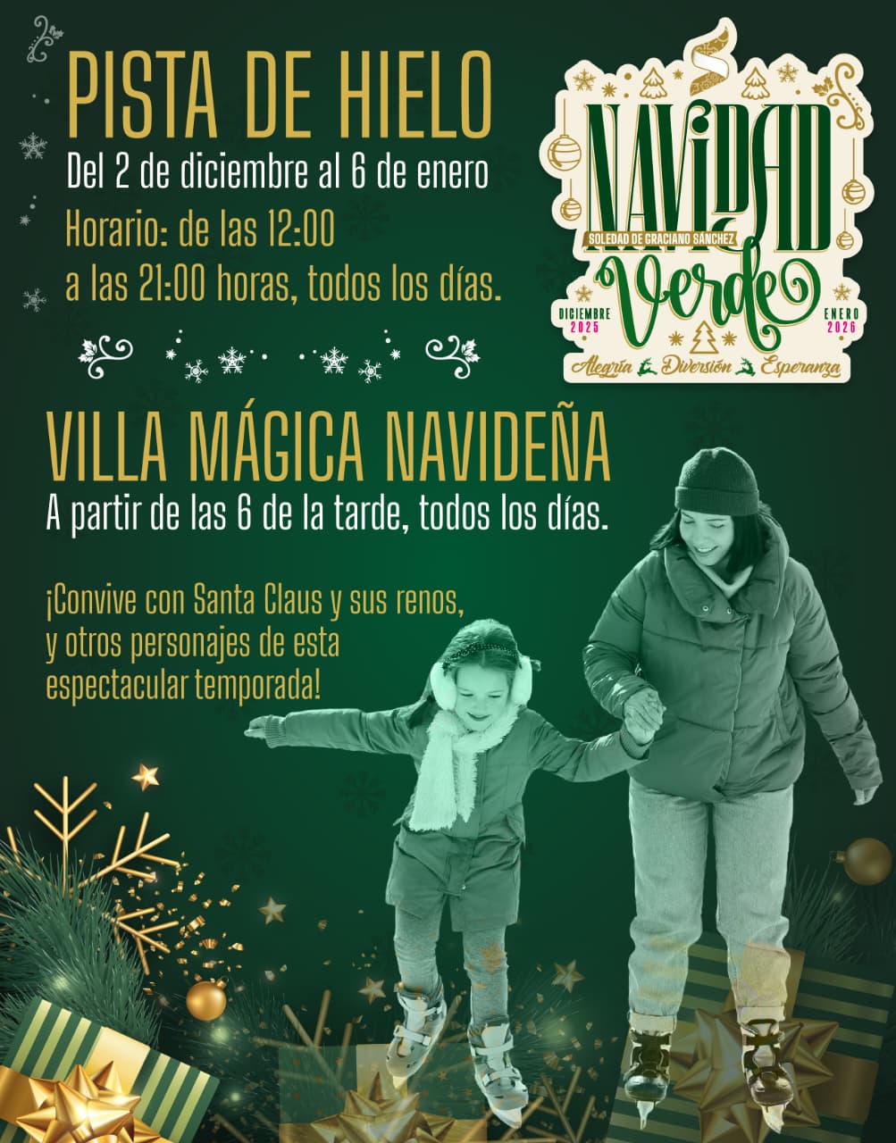 Pista de hielo en Soledad, lista para enmarcar la navidad en familia y con amigos