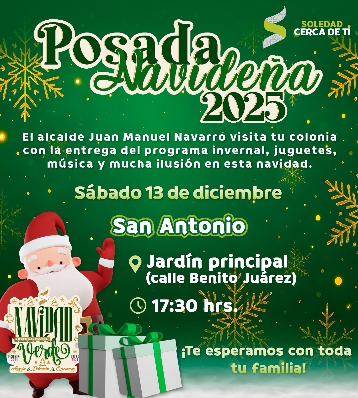 Juan Manuel Navarro iniciará recorrido navideño en todo el municipio de Soledad