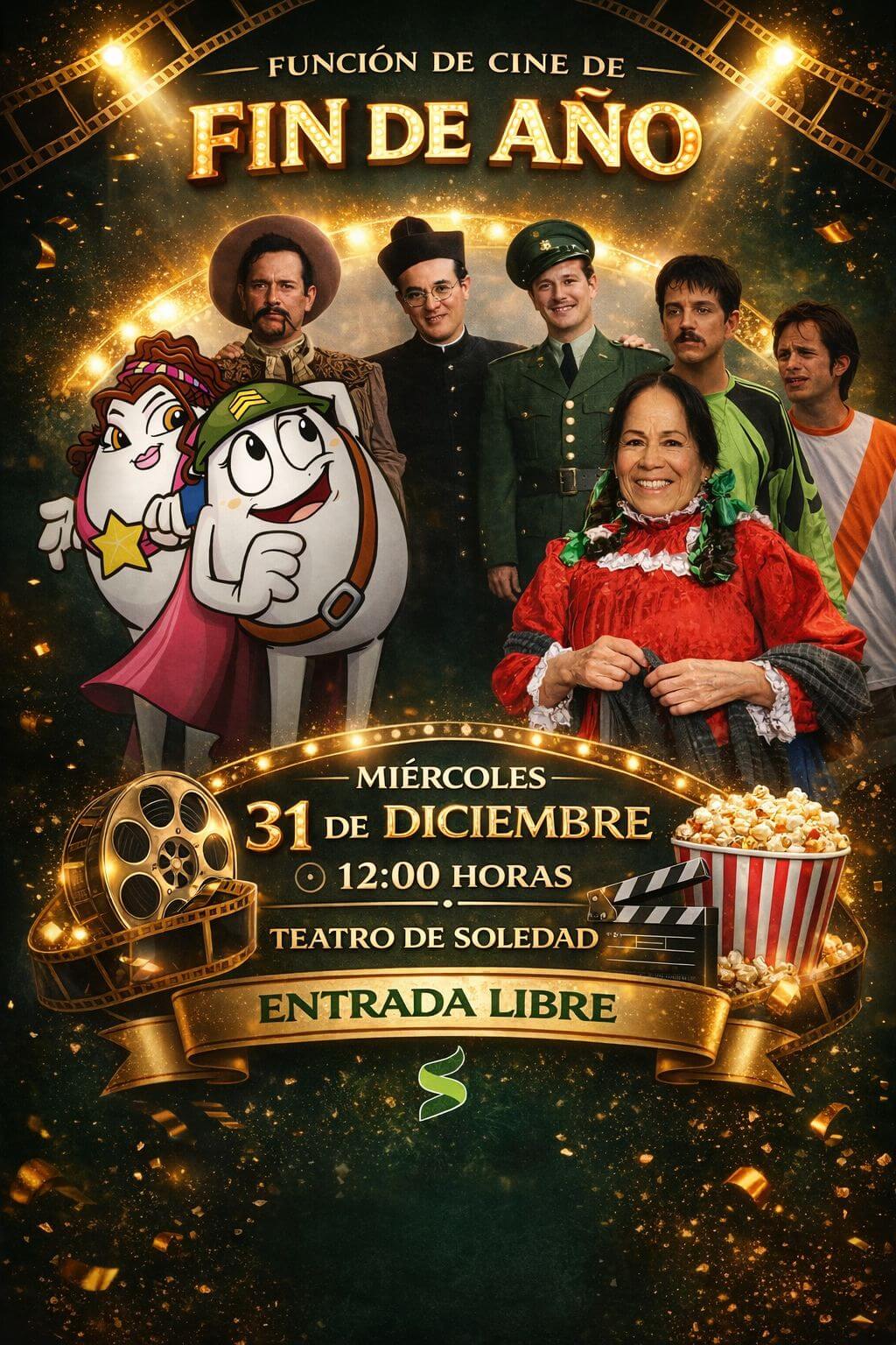 Soledad invita a despedir el año con cine gratuito en el teatro "Doroteo Arango"