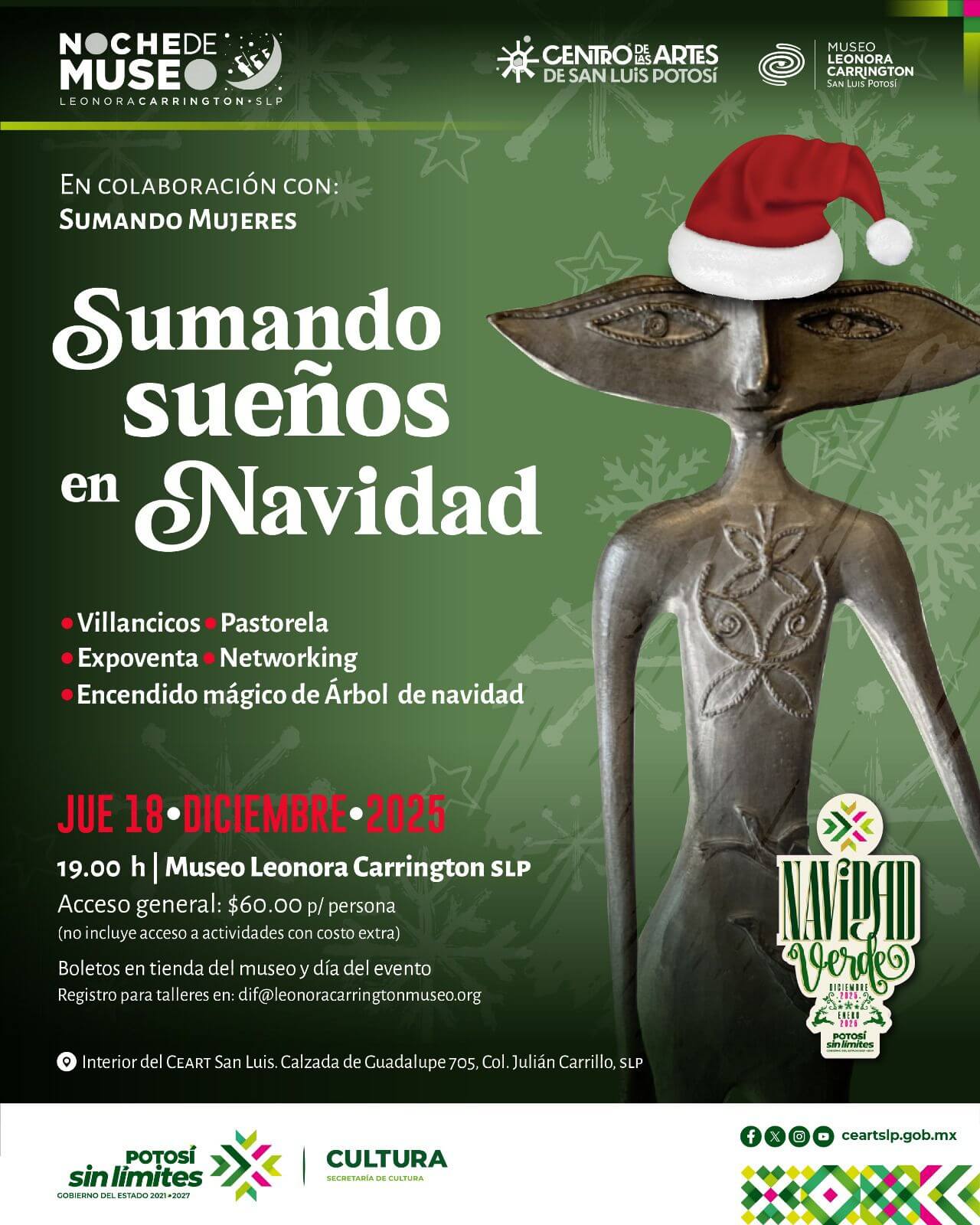 ”Sumando sueños en navidad”, noche de arte y solidaridad en el Museo Leonora Carrington