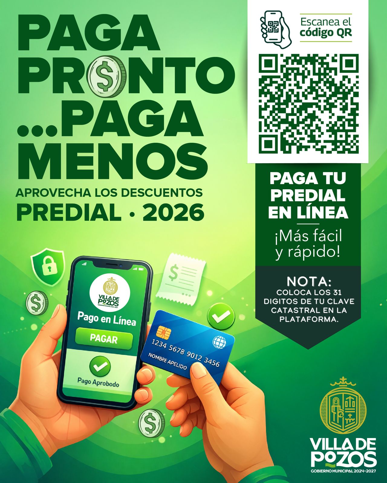 Villa de Pozos habilita pago en línea del impuesto predial