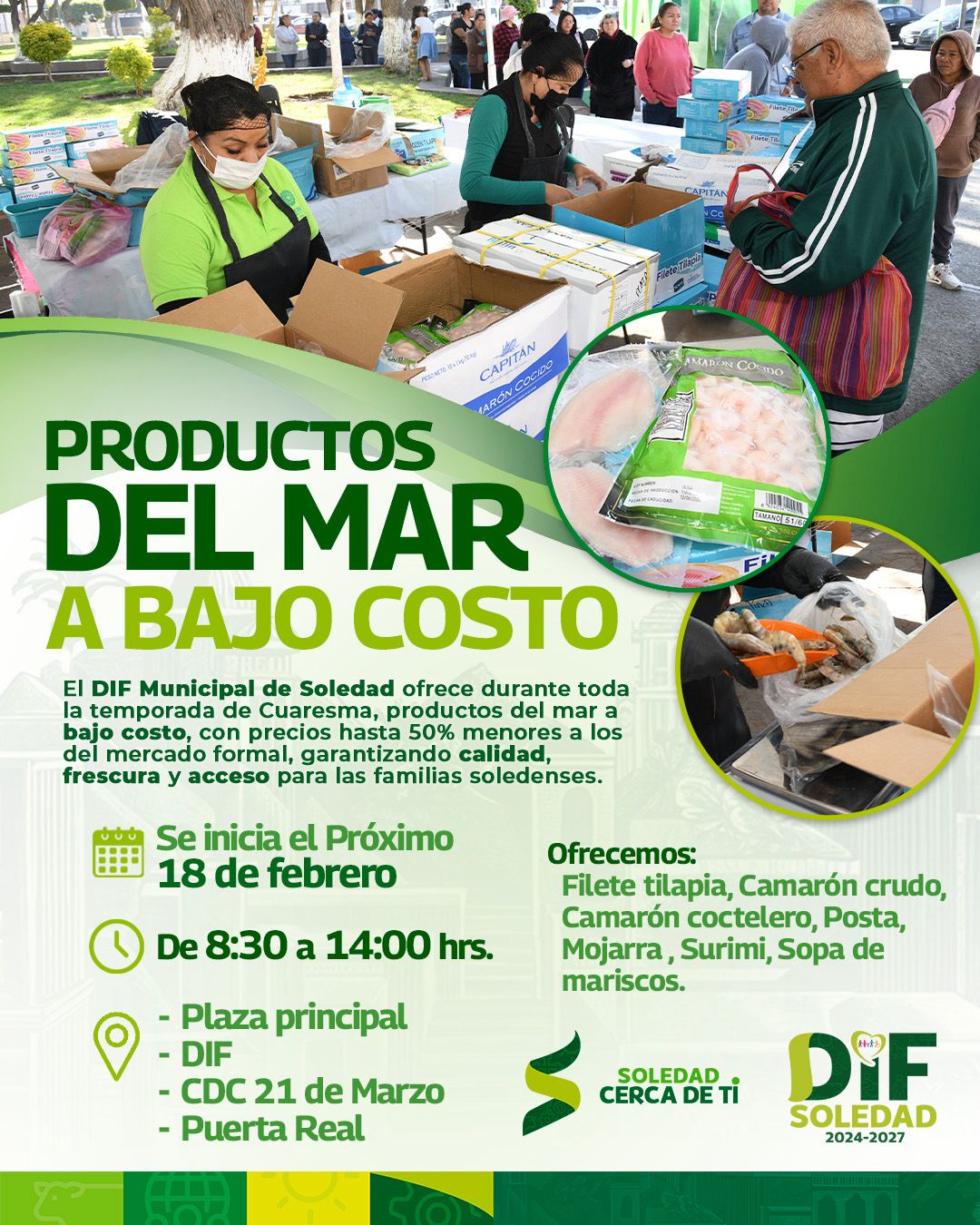 Ayuntamiento de Soledad ofrecerá productos del mar a bajo costo durante cuaresma